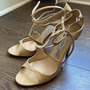 Jimmy Choo Lang Strappy Patent Leather Heel